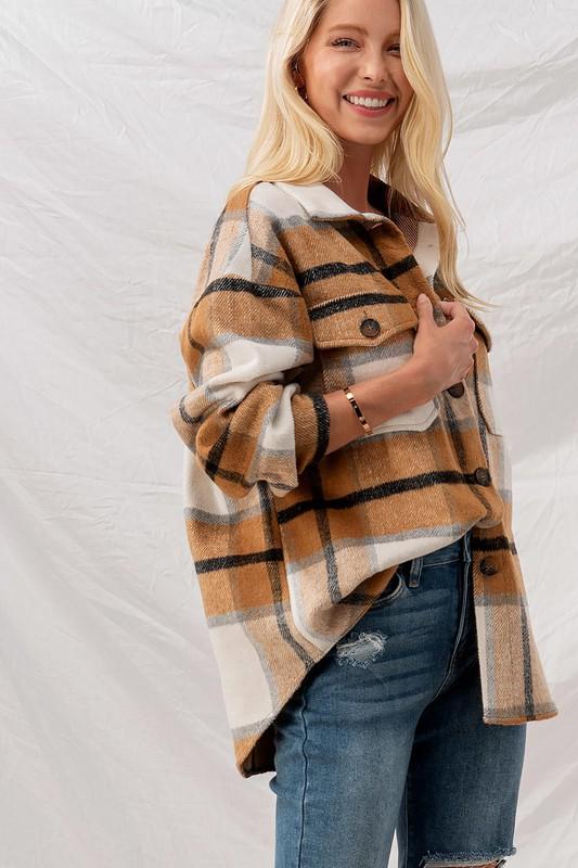 Dana Oversized Plaid Button Down - Womens Long Sleeves - Big Sun Vernon
