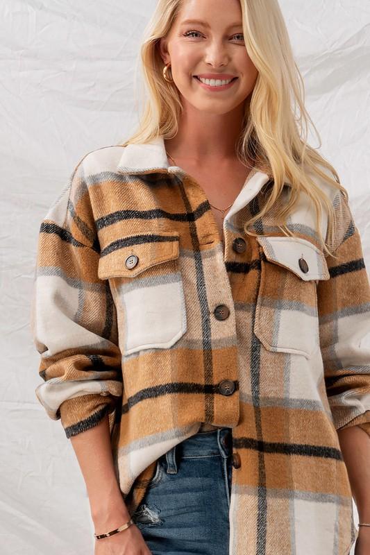 Dana Oversized Plaid Button Down - Womens Long Sleeves - Big Sun Vernon