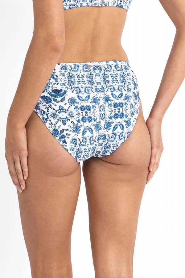 Azura Bluebird Ruched Mid Rise Pant - Womens Mid Bikini Bottoms - Big Sun Vernon  | Okanagan Beachwear