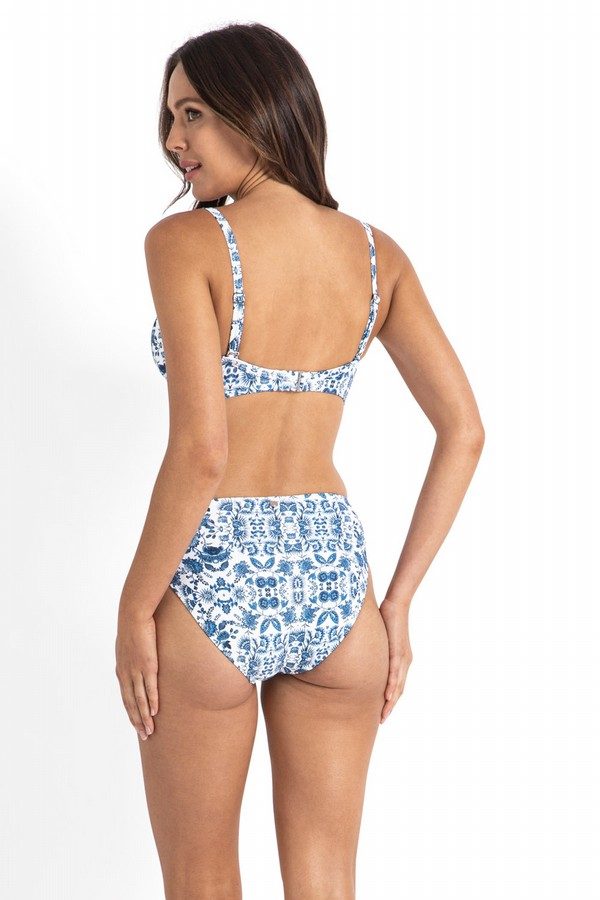 Azura Bluebird Ruched Mid Rise Pant - Womens Mid Bikini Bottoms - Big Sun Vernon  | Okanagan Beachwear