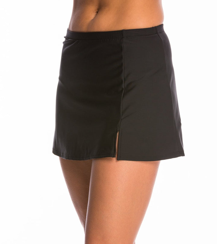 Penbrooke Solid Basic Side Slit Swim Skirt - Womens Skirted Bikini Bottoms - Big Sun Vernon