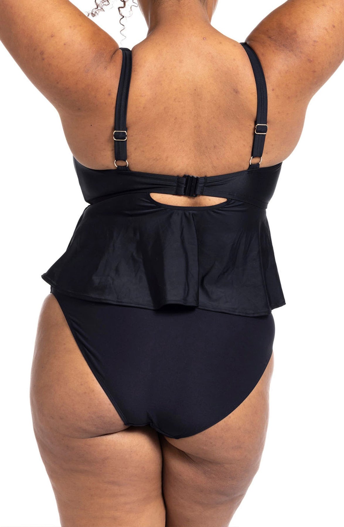 Artesands Women's Plus Size Hues Chagall Curve Fit Flounce Adjustable  Midkini Bikini Top Swimsuit