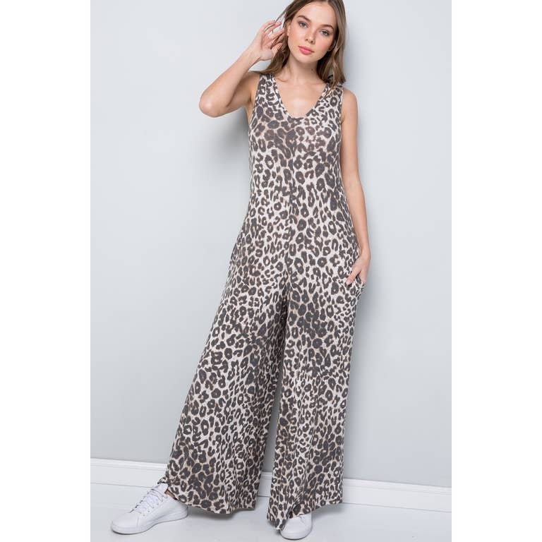 Dylan Leopard V-neck Jumpsuit - Womens Jumpsuits - Big Sun Vernon