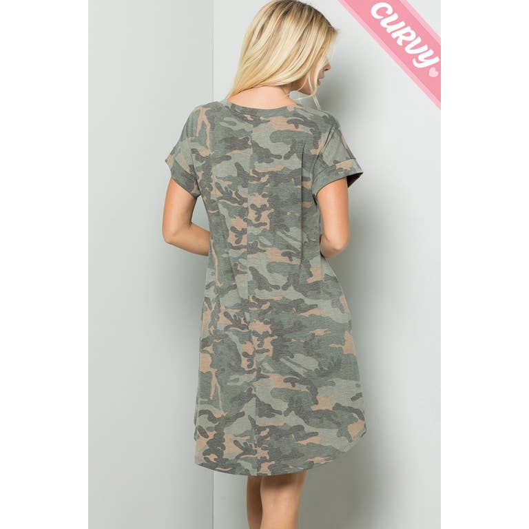 Morgan Camouflage V-neck Dress - Womens Casual Dresses - Big Sun Vernon