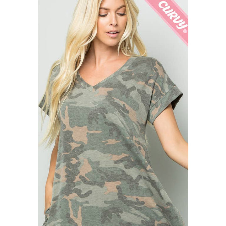Morgan Camouflage V-neck Dress - Womens Casual Dresses - Big Sun Vernon