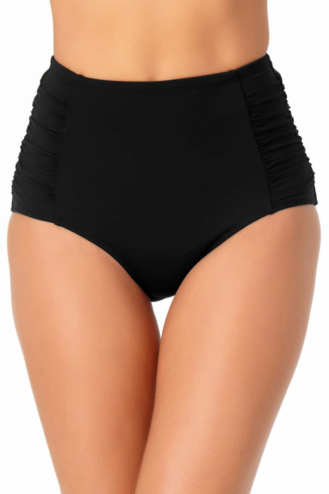 Anne Cole High Waist Shirred Bottom - Womens High Waisted Bikini Bottoms - Big Sun Vernon