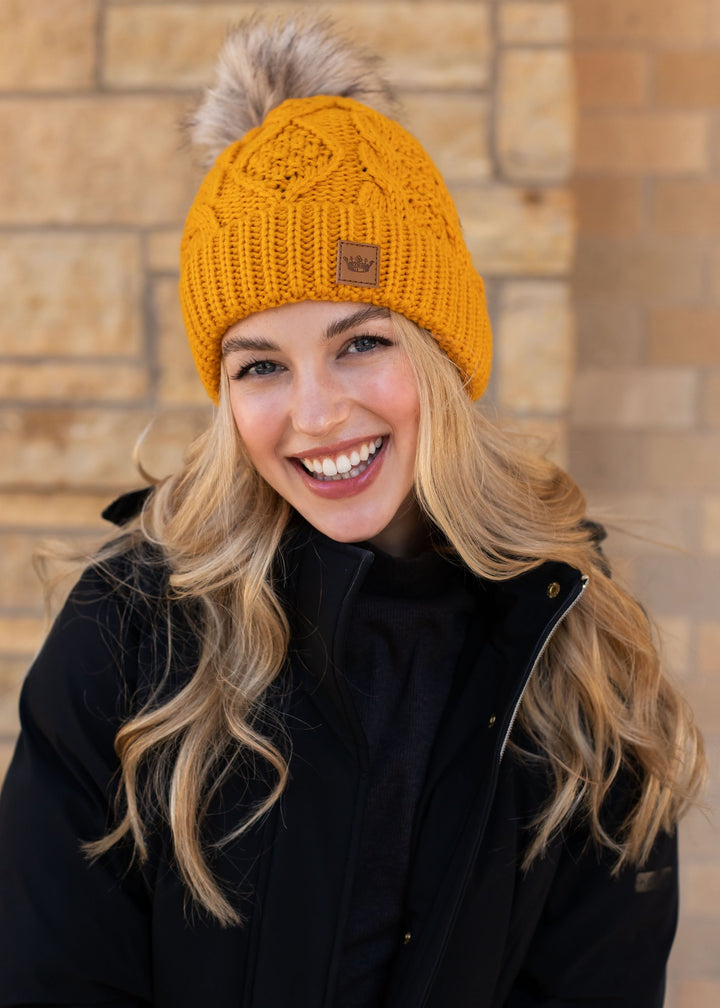 Panache Cuffed Cable Knit Fleece Lined Hat - Toques - Big Sun Vernon  | Okanagan Beachwear