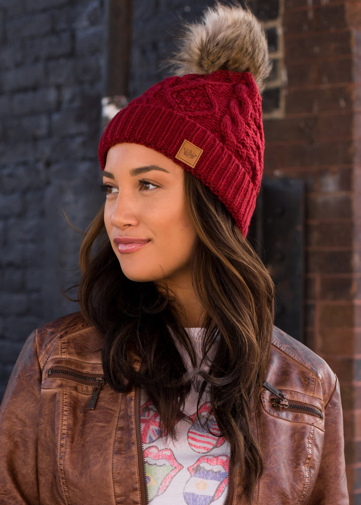 Panache Cuffed Cable Knit Fleece Lined Hat - Toques - Big Sun Vernon  | Okanagan Beachwear