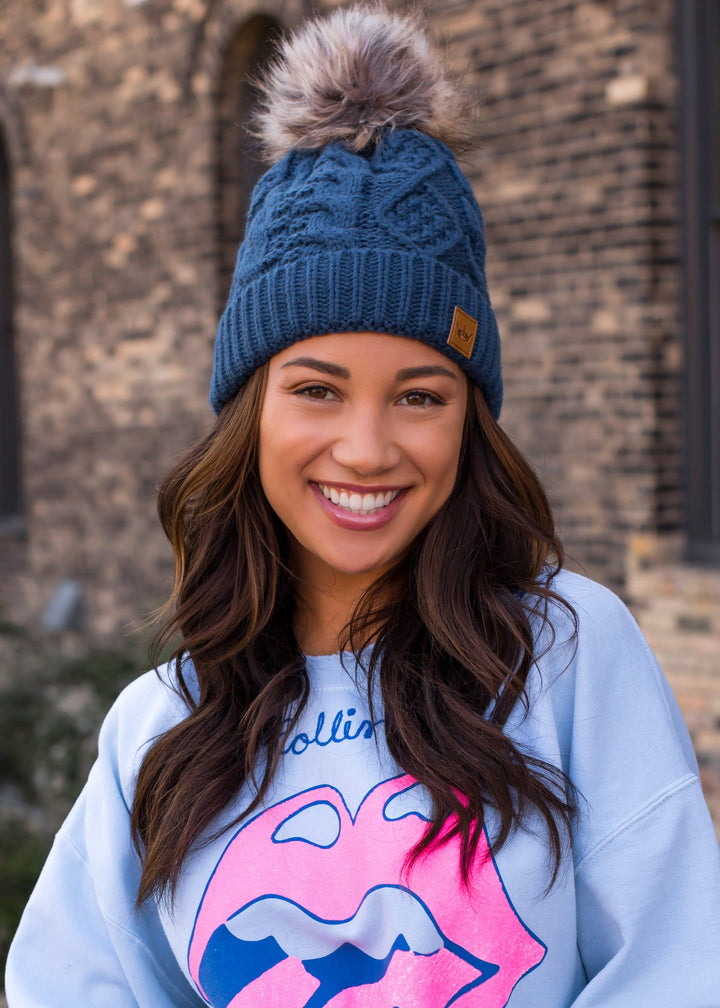 Panache Cuffed Cable Knit Fleece Lined Hat - Toques - Big Sun Vernon  | Okanagan Beachwear