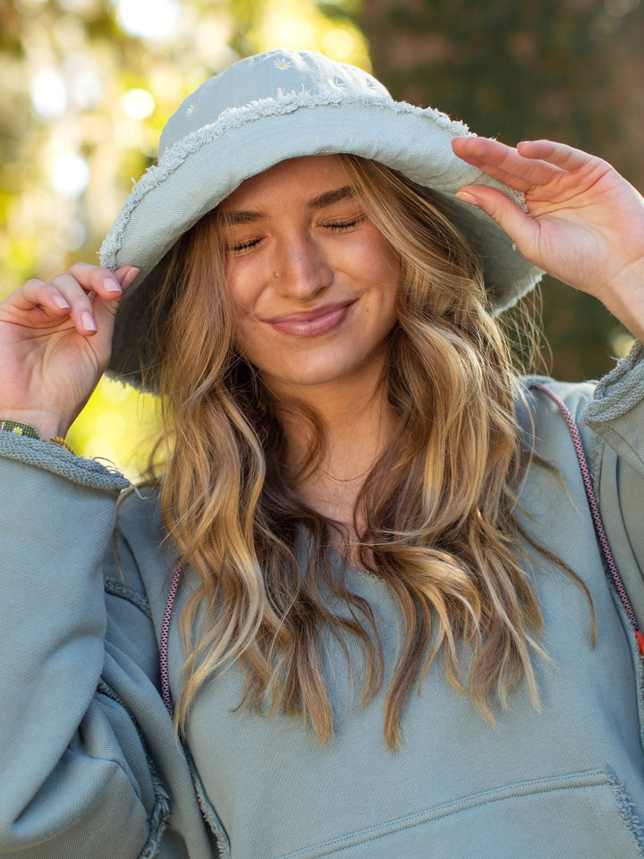 Natural Life Embroidered Bucket Hat - womens hats - Big Sun Vernon