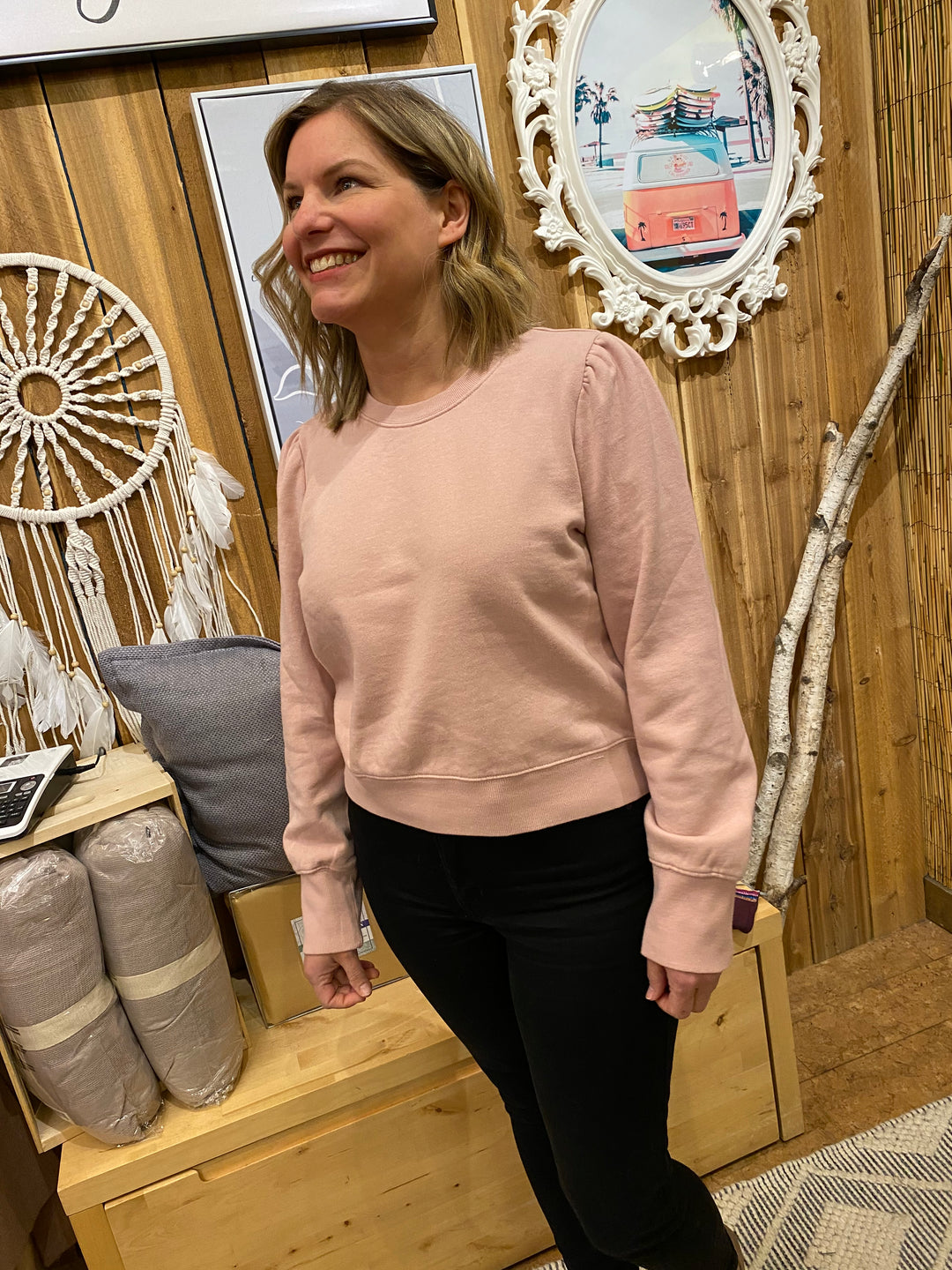 Z Supply Alina Puff Sleeve Crew - Womens Long Sleeves - Big Sun Vernon