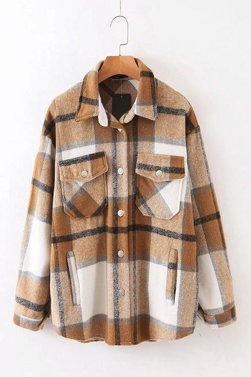 Jessie Plaid Shirt Jacket - Womens Long Sleeves - Big Sun Vernon