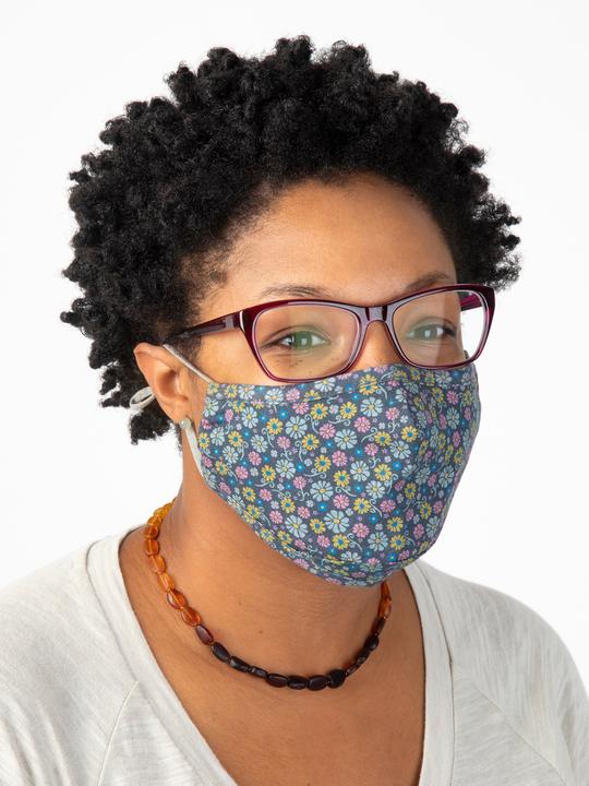 Natural Life Face Mask Grey Daisy Floral - Womens Face Masks - Big Sun Vernon