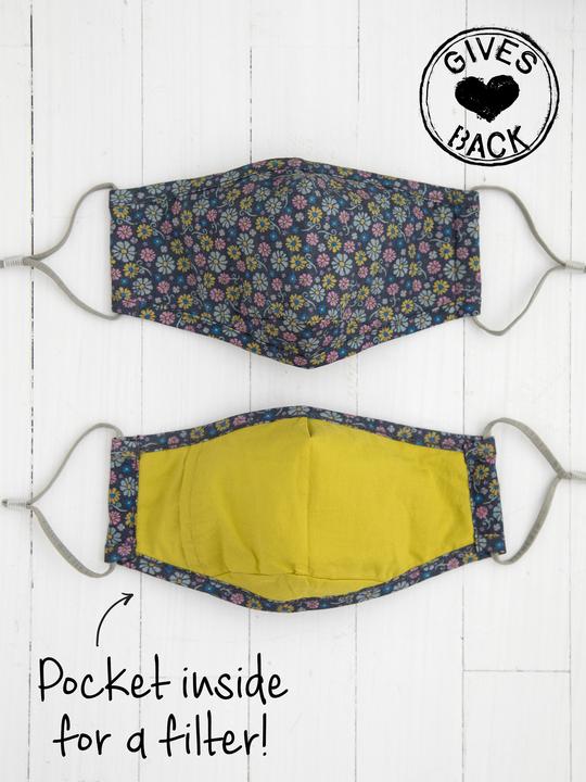 Natural Life Face Mask Grey Daisy Floral - Womens Face Masks - Big Sun Vernon