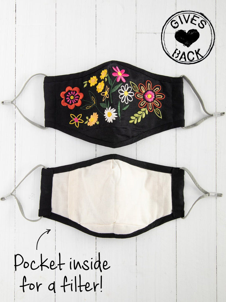 Natural Life Face Mask Floral Embroidered - Womens Face Masks - Big Sun Vernon