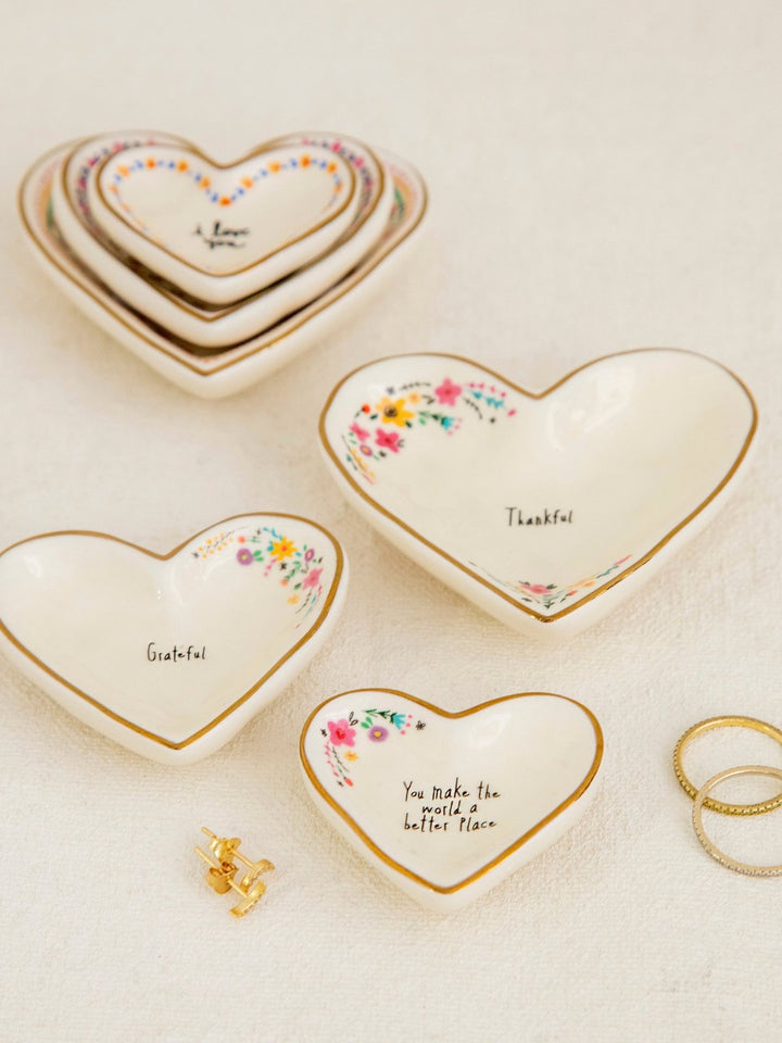 Natural Life Stackable Trinket Dish Set of 3 Heart Love xoxo - Home Decorations - Big Sun Vernon