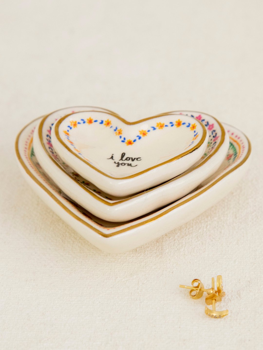 Natural Life Stackable Trinket Dish Set of 3 Heart Love xoxo - Home Decorations - Big Sun Vernon