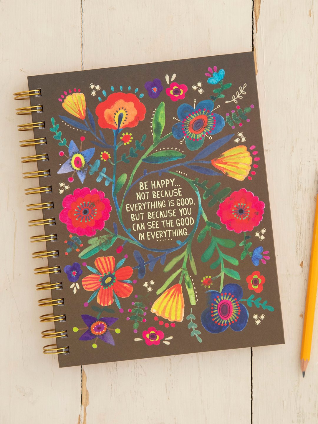 Natural Life Spiral Notebook Be Happy Because - Book - Big Sun Vernon