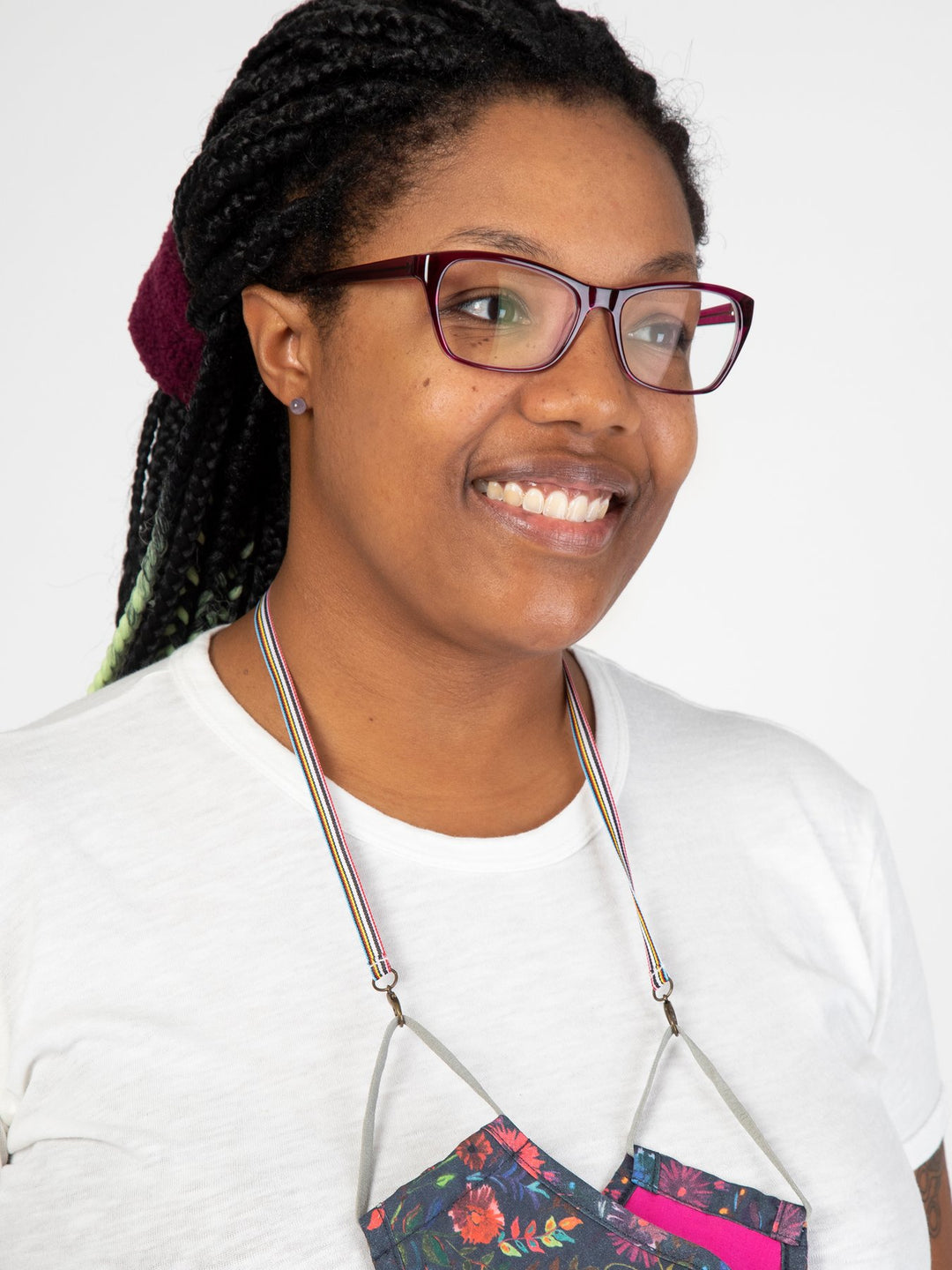 Natural Life Multi Stripe Trim Face Mask Lanyard - Womens Face Masks - Big Sun Vernon