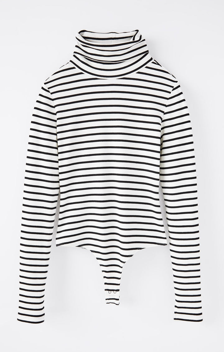 Z Supply Chloe Striped Rib Bodysuit - Womens Long Sleeves - Big Sun Vernon