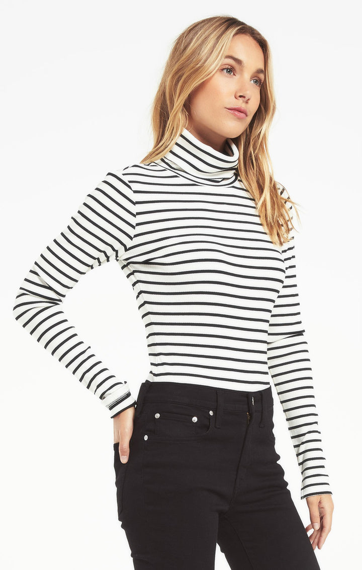 Z Supply Chloe Striped Rib Bodysuit - Womens Long Sleeves - Big Sun Vernon