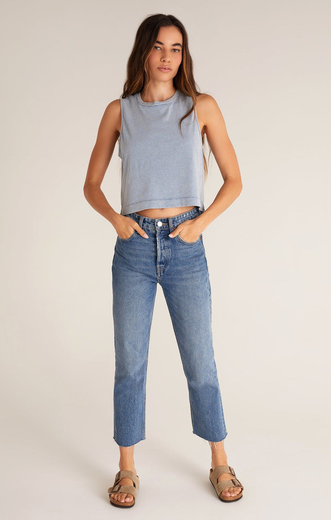 Z Supply Sloane Jersey Denim Muscle Tank - Womens Tank - Big Sun Vernon  | Okanagan Beachwear