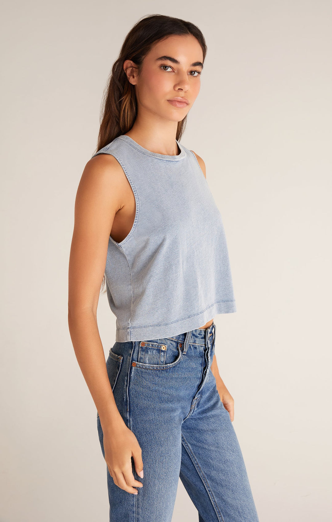 Z Supply Sloane Jersey Denim Muscle Tank - Womens Tank - Big Sun Vernon  | Okanagan Beachwear