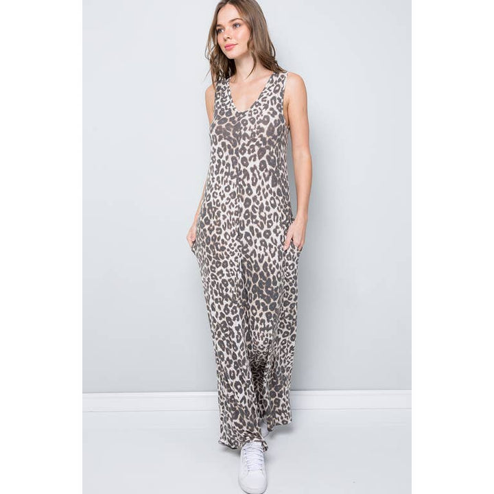 Dylan Leopard V-neck Jumpsuit - Womens Jumpsuits - Big Sun Vernon