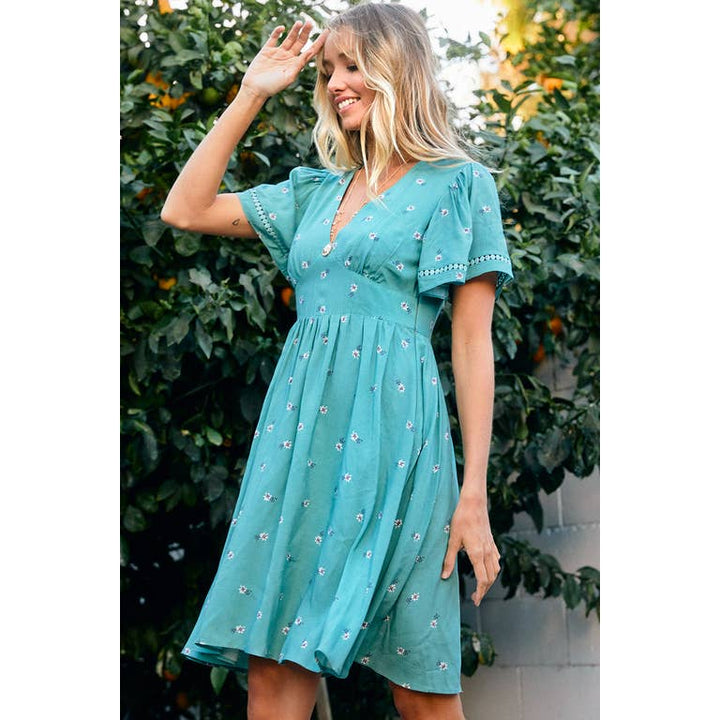 Macy V-Neck Floral Dress - Womens Casual Dresses - Big Sun Vernon