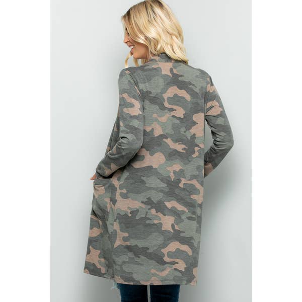 Olivia Camouflage Jersey Cardigan - Womens Dusters - Big Sun Vernon