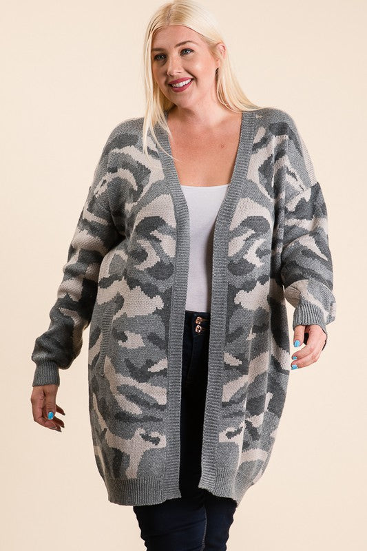 Reborn J Camo Pattern Sweater Cardigan - Womens Sweaters - Big Sun Vernon