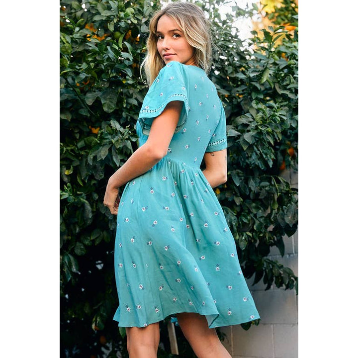 Macy V-Neck Floral Dress - Womens Casual Dresses - Big Sun Vernon