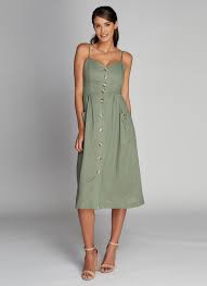 C'est Moi Linen Button Front Dress - Womens Midi Dresses - Big Sun Vernon
