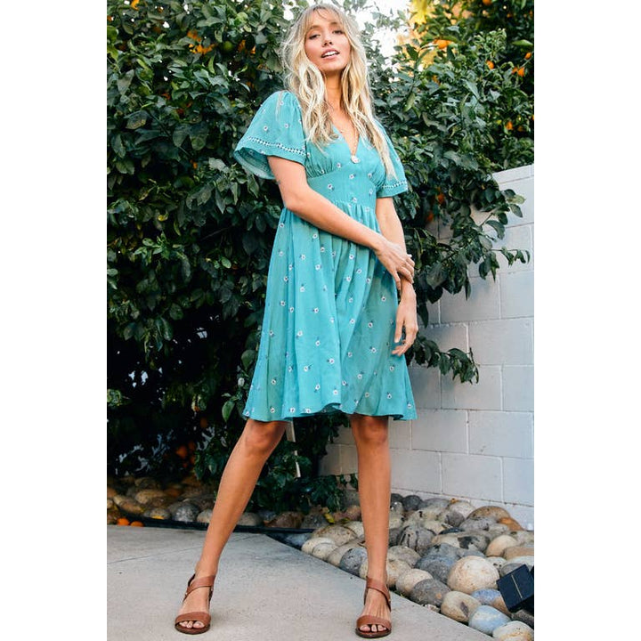 Macy V-Neck Floral Dress - Womens Casual Dresses - Big Sun Vernon