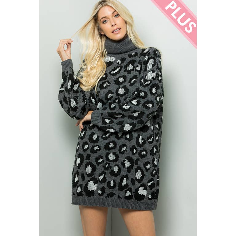 Devon Leopard Sweater Dress - Womens Sweaters - Big Sun Vernon