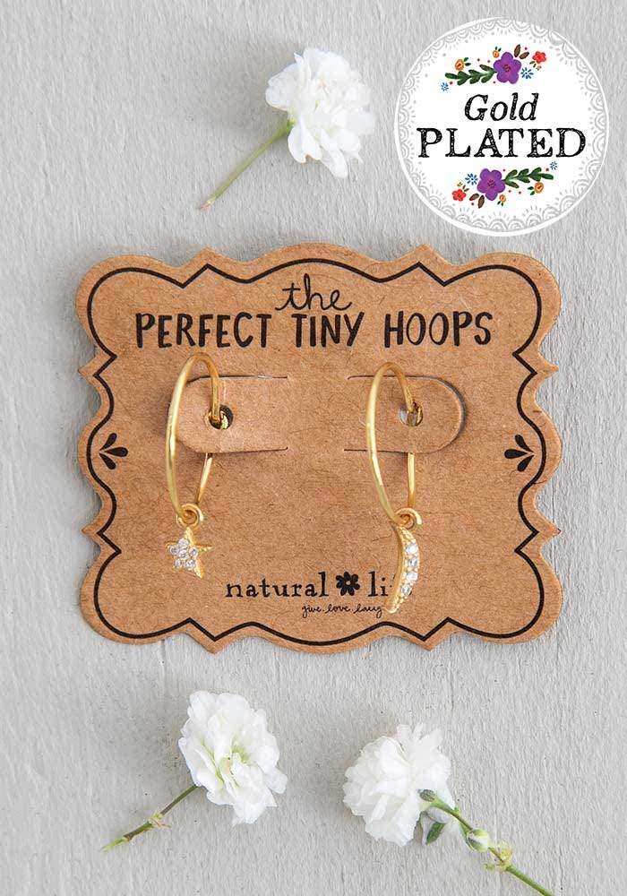 Natural Life Tiny Hoop Earring Moon & Star - Earrings - Big Sun Vernon