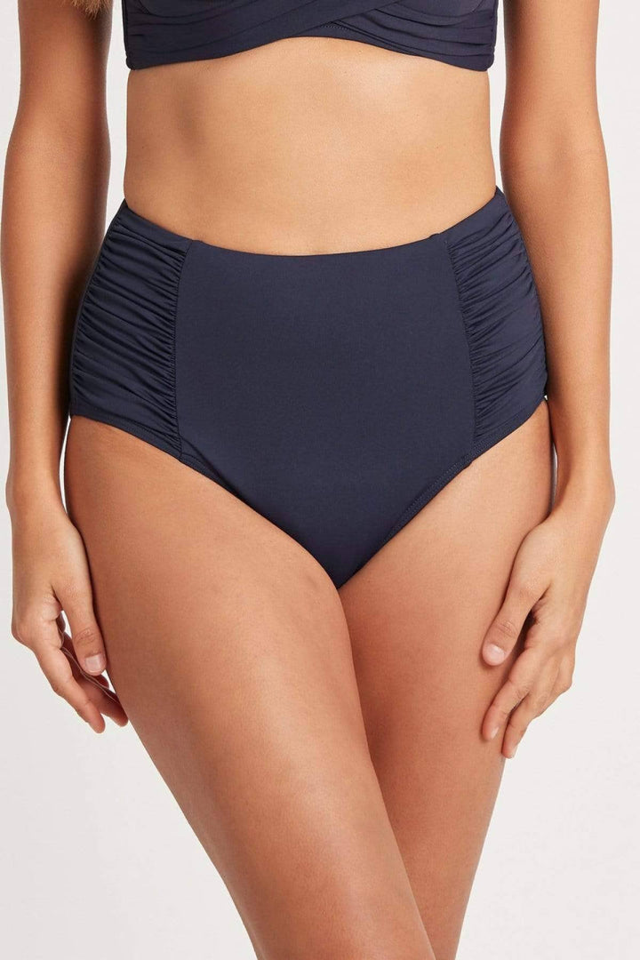 Sea Level Essentials Gathered Side High Waist Pant - Womens High Waisted Bikini Bottoms - Big Sun Vernon  | Okanagan Beachwear