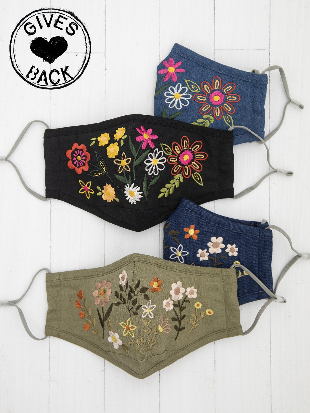 Natural Life Face Mask Floral Embroidered - Womens Face Masks - Big Sun Vernon