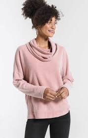 Z Supply Fleece Scallop Back Cowl Neck Top - Womens Sweaters - Big Sun Vernon