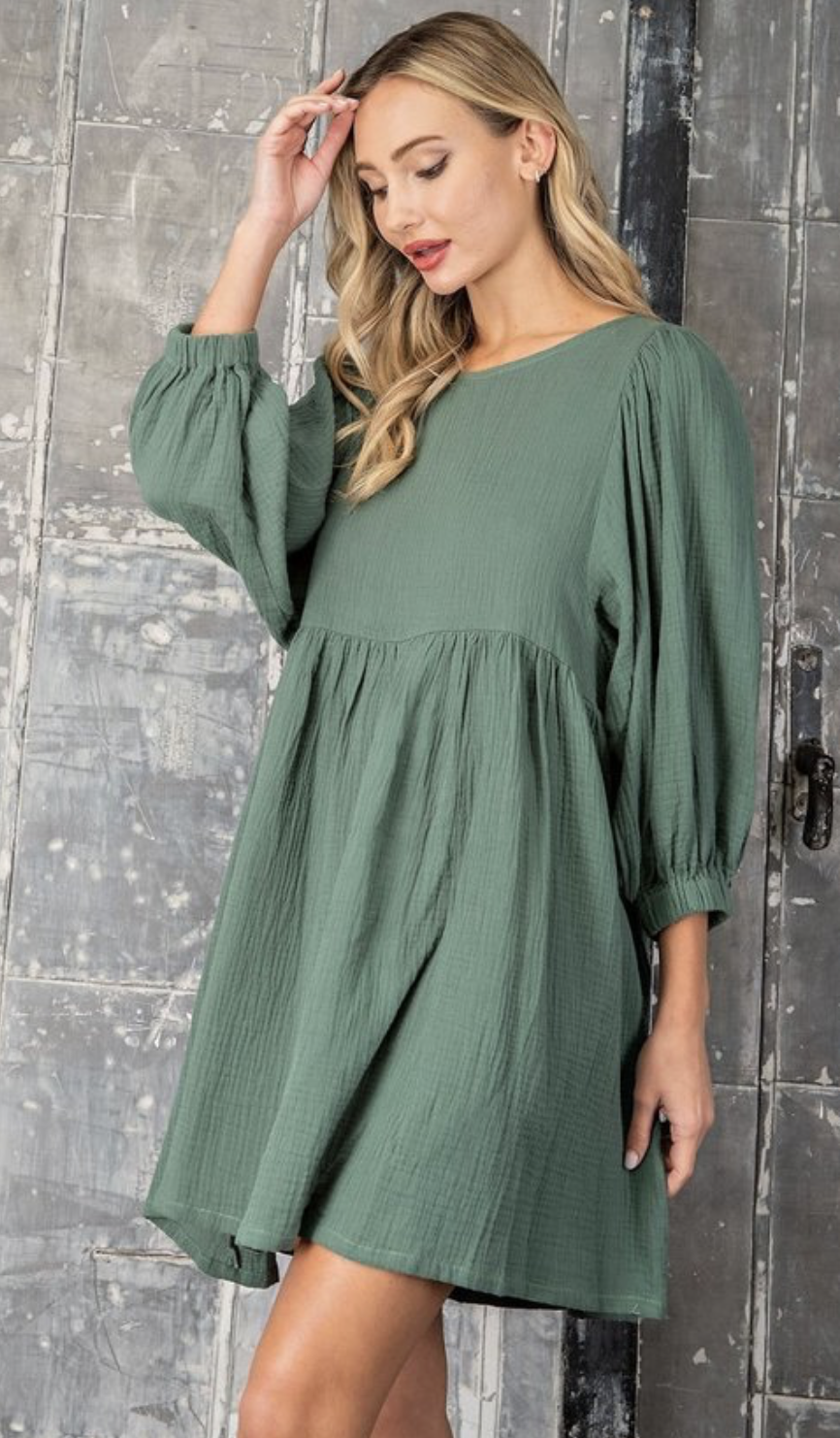 Natalie Long Sleeve Babydoll Dress - Womens Casual Dresses - Big Sun Vernon