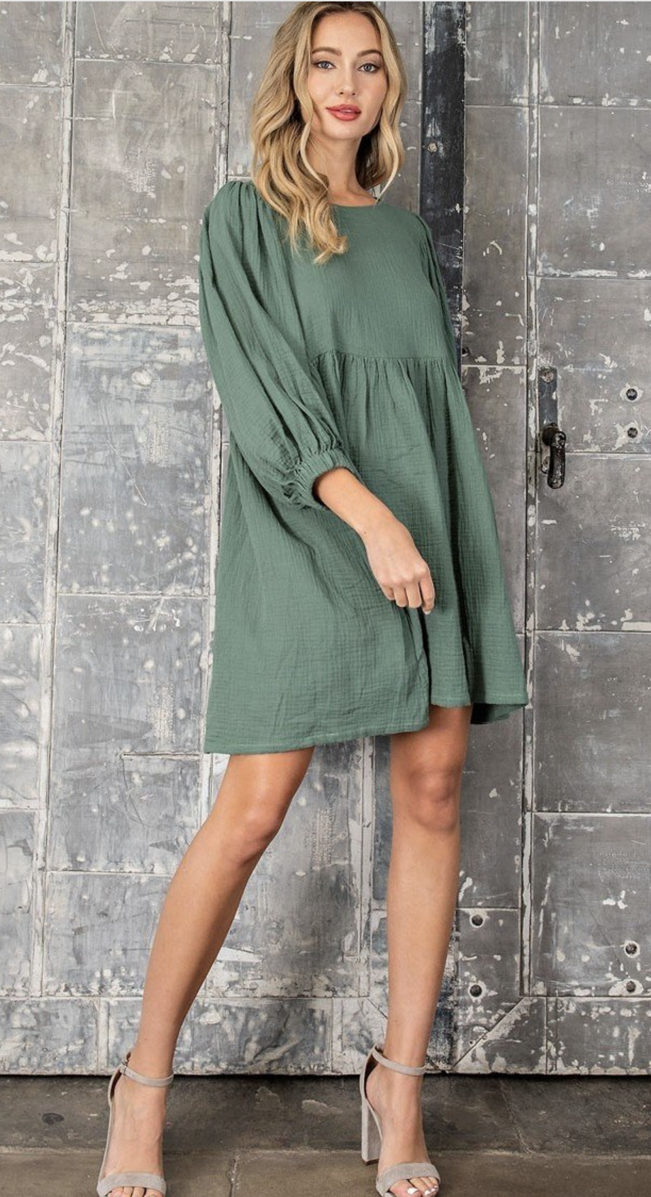 Natalie Long Sleeve Babydoll Dress - Womens Casual Dresses - Big Sun Vernon