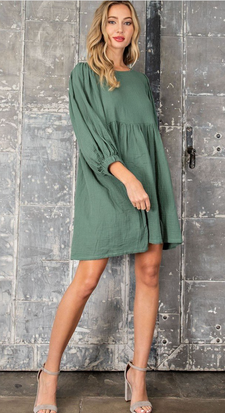 Natalie Long Sleeve Babydoll Dress - Womens Casual Dresses - Big Sun Vernon