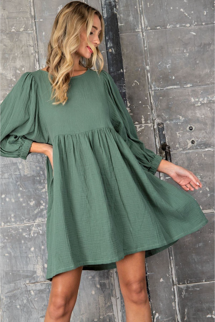 Natalie Long Sleeve Babydoll Dress - Womens Casual Dresses - Big Sun Vernon