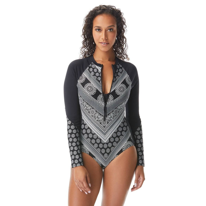 Beach House Sport Sculpt Long Sleeve Zip Front One Piece - Womens Fashion One Pieces - Big Sun Vernon