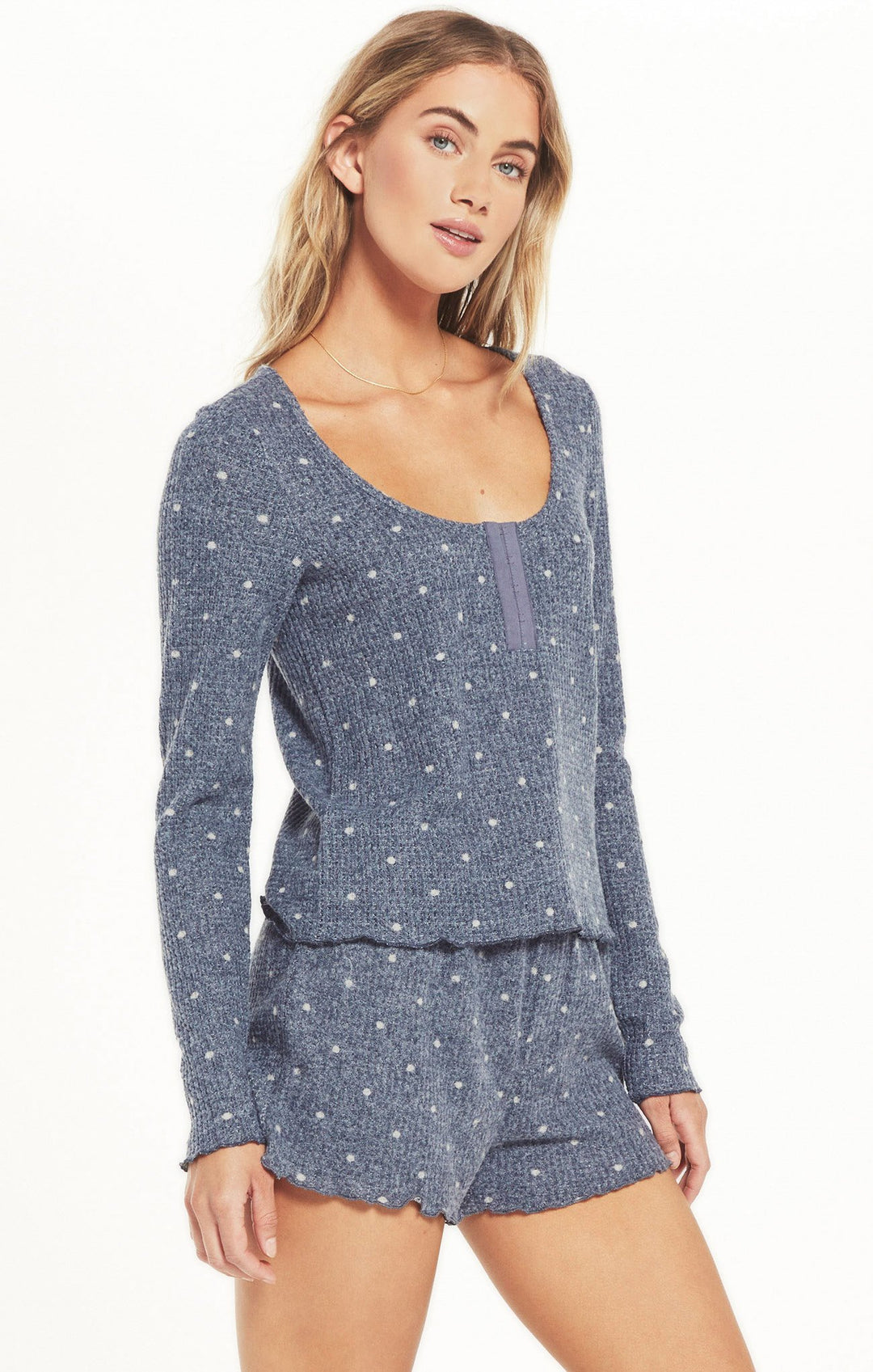 Z Supply Take it Easy Dot Henley - Womens Long Sleeves - Big Sun Vernon