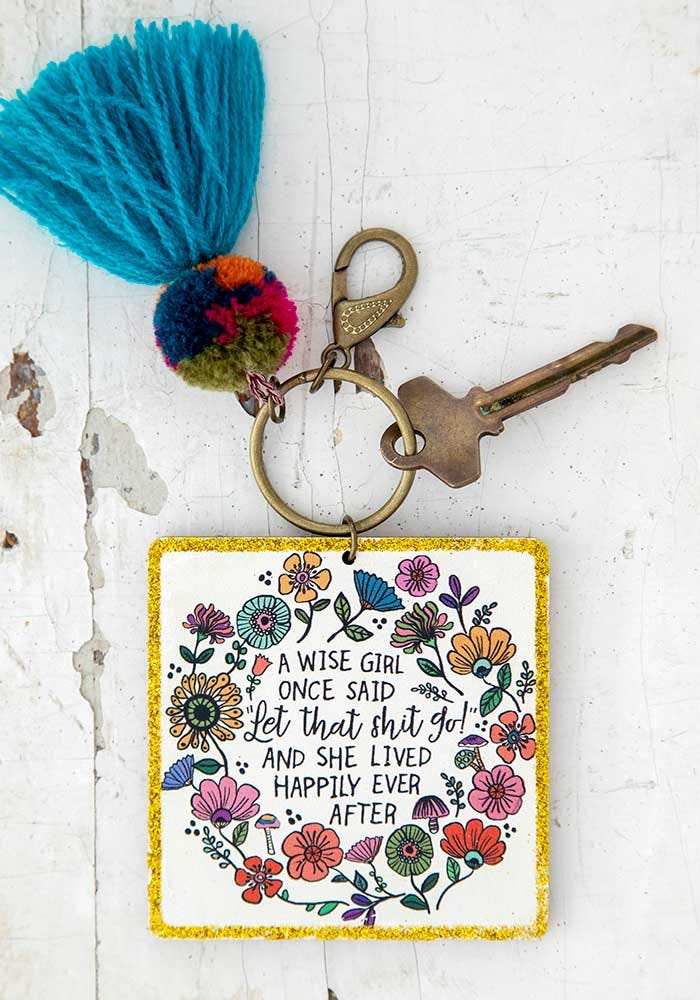 Natural Life Chirp Keychain A Wise Girl - Car Keychain - Big Sun Vernon
