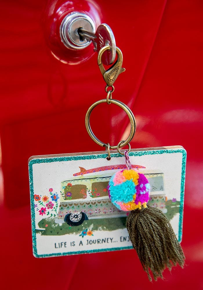 Natural Life Chirp Keychain Enjoy The Ride - Car Keychain - Big Sun Vernon