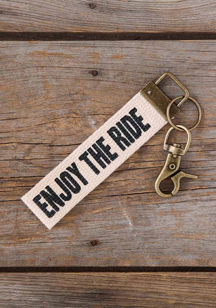 Natural Life Canvas Key Fob Enjoy the Ride - Car Keychain - Big Sun Vernon