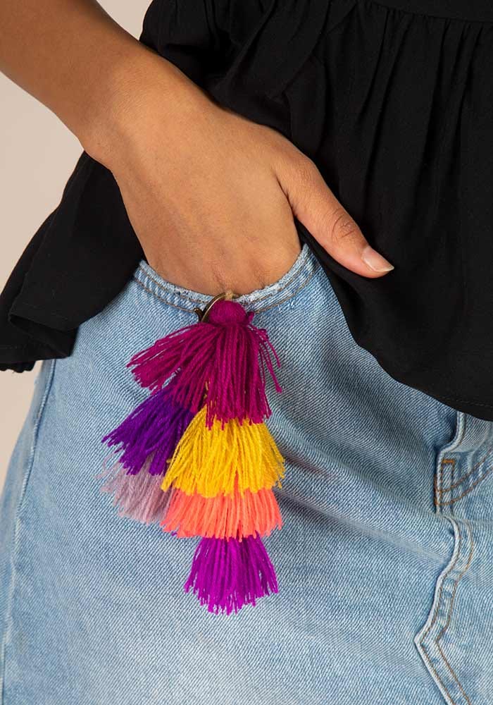 Natural Life Mini Tassel Clip Purple Multi - Home Decorations - Big Sun Vernon