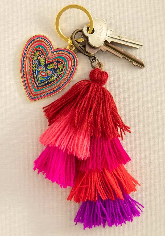 Natural Life Mini Tassel Clip Red Pink Multi - Home Decorations - Big Sun Vernon